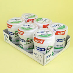 CHICLES TRIDENT ORAL B WHITE HIERBABUENA